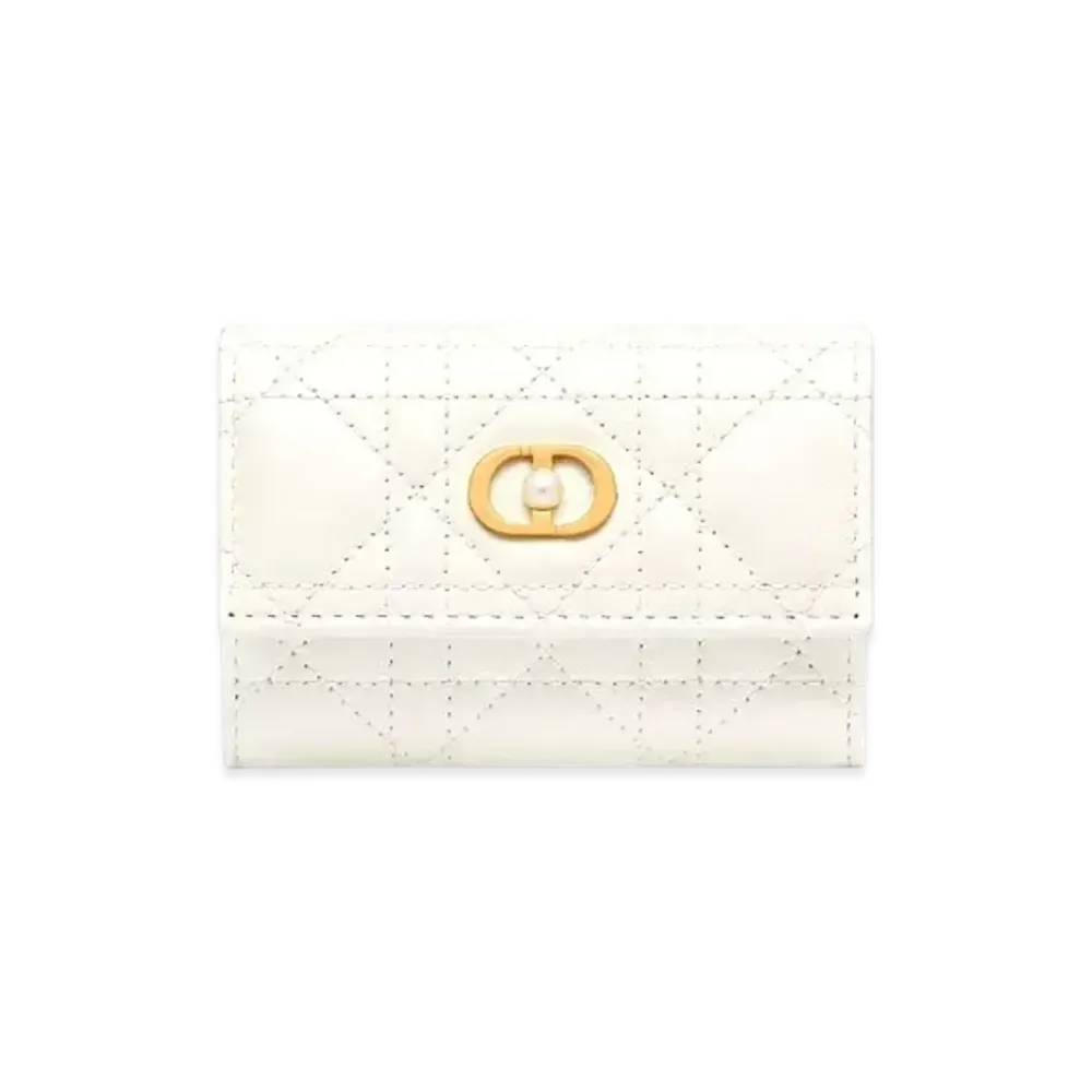 Dior Jolie Glycine Wallet Cannage Lambskin "Latte White"