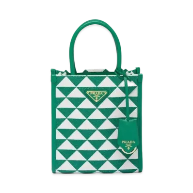PRADA Symbole Embroidered Fabric Mini Bag "Green/White"