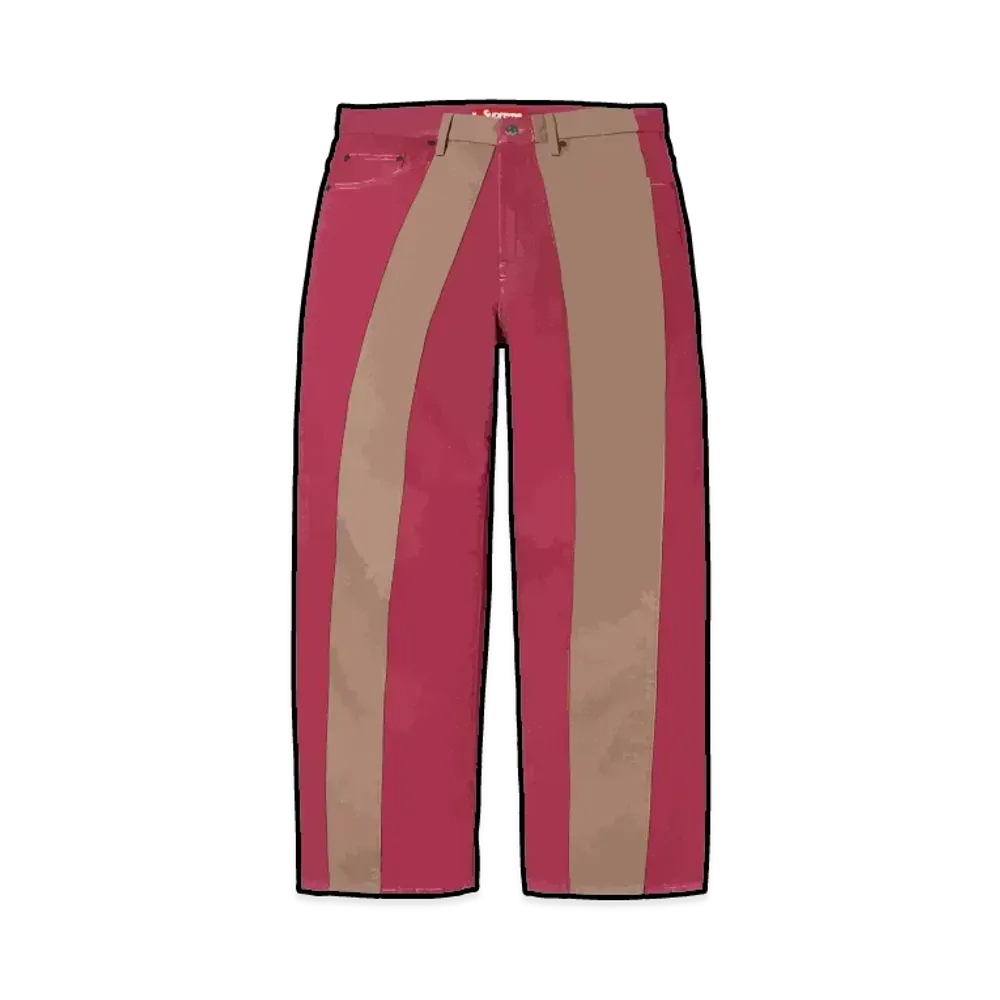 Supreme Paneled Stripe Baggy Jean "Red"