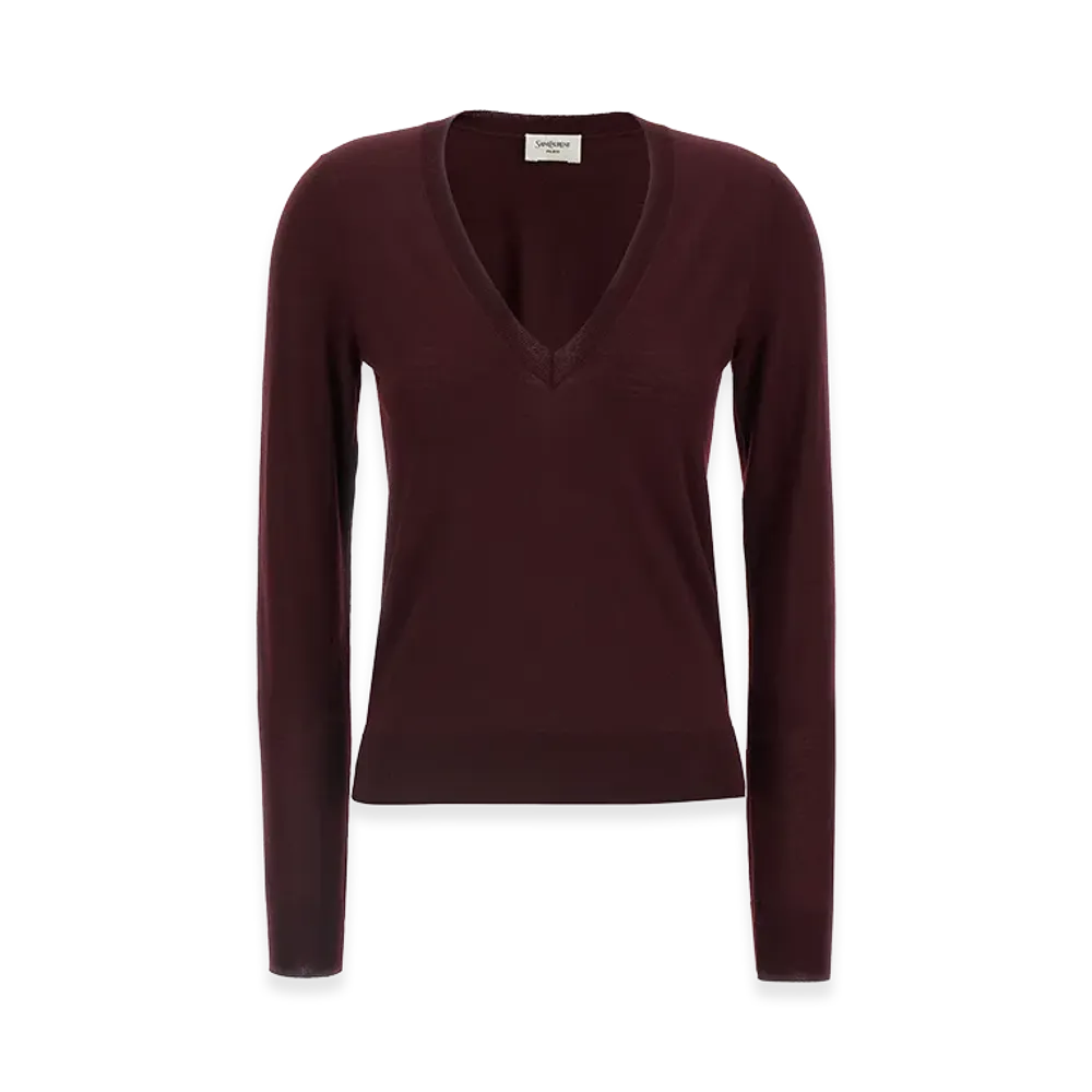 Saint Laurent Women's Wool Sweater "Bordeaux"