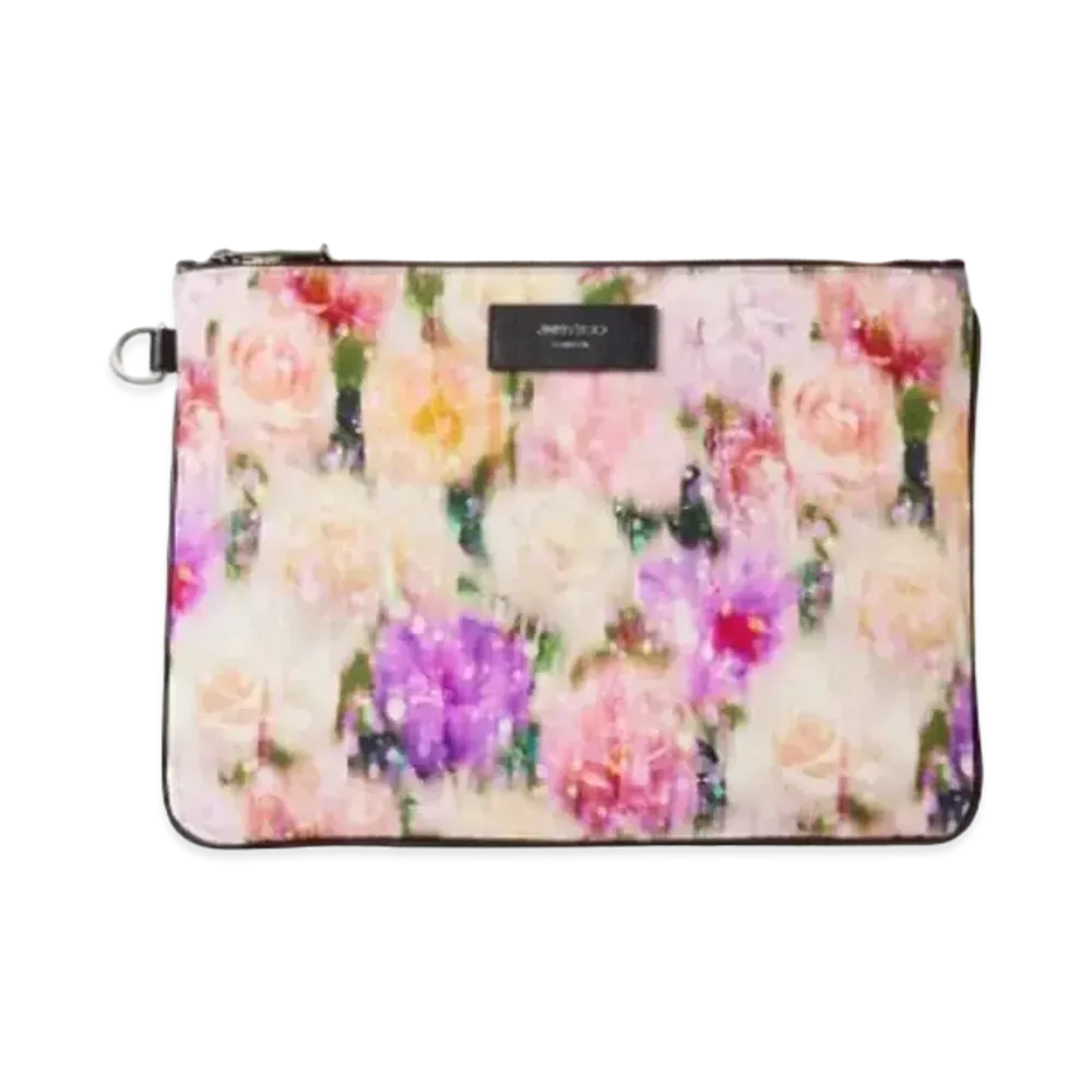 JIMMY CHOO DEREK-N Seasonal Printed Nylon Clutch Bag "Blossom"