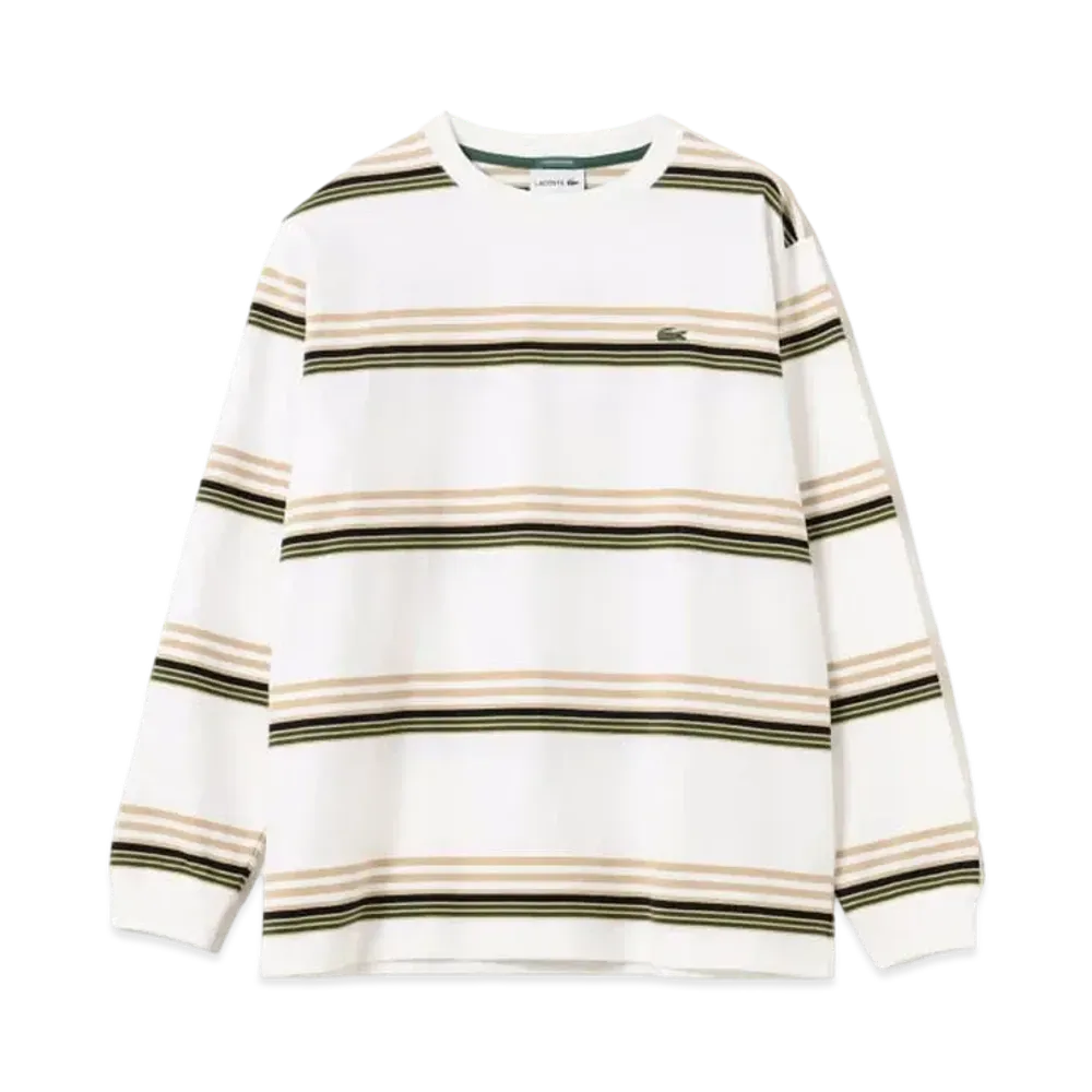 BEAMS LACOSTE for BEAM Custom Made Multi-Stripe Long Sleeve T-shirt "Blanc"