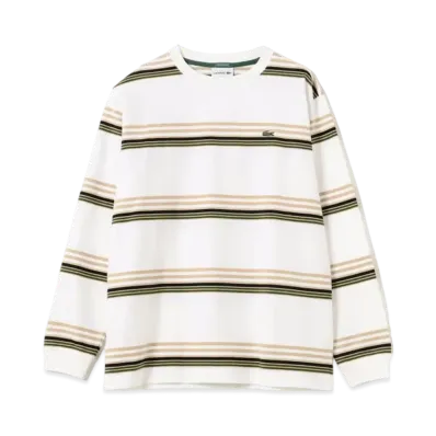 BEAMS LACOSTE for BEAM Custom Made Multi-Stripe Long Sleeve T-shirt "Blanc"
