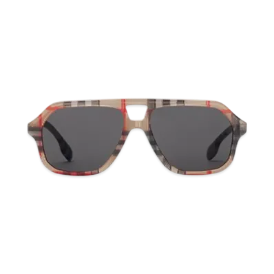 Burberry Check Pilot Sunglasses "Antique Yellow"