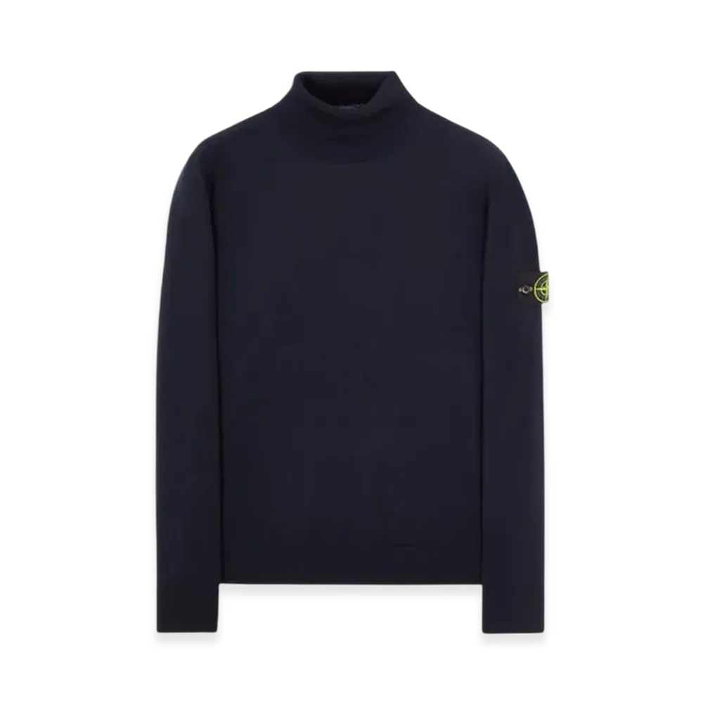 Stone Island 525C4 Pure Light Wool Polo Neck Knit - 22FW "Navy Blue"