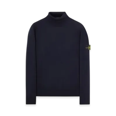 Stone Island 525C4 Pure Light Wool Polo Neck Knit - 22FW "Navy Blue"