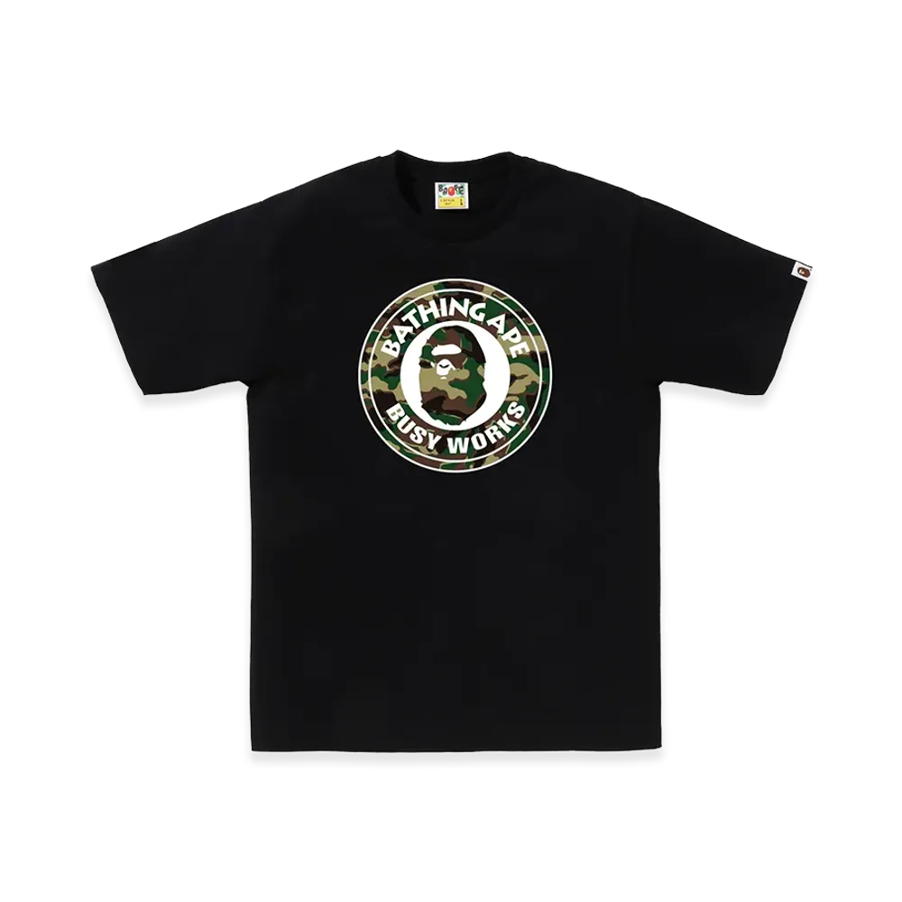A BATHING APE Glitch Woodland Camo Busy Works Tee "Black"