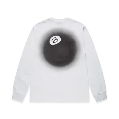 Stussy 8 Ball Fade LS Tee "White"