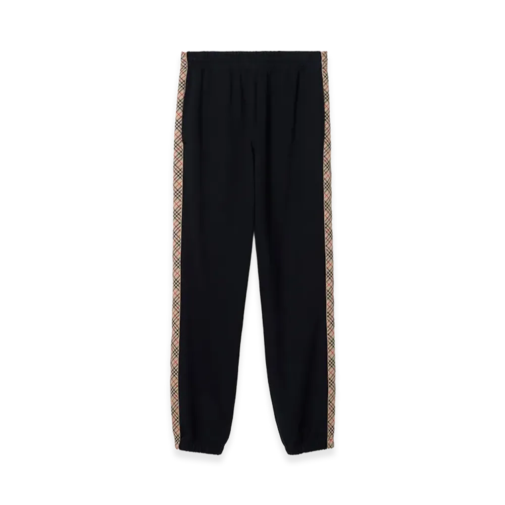 Burberry Check Trim Cotton Jogging Pants "Navy"