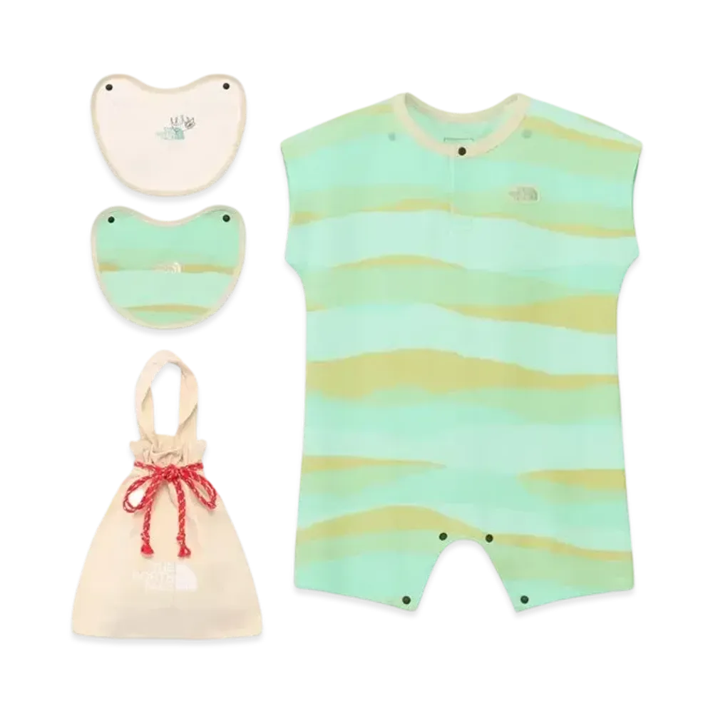 The North Face Baby Latch Pile Romper & 2P Bib "Green Blue Lee"