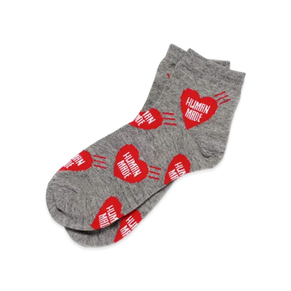 HUMAN MADE Heart Short Socks "Gray"