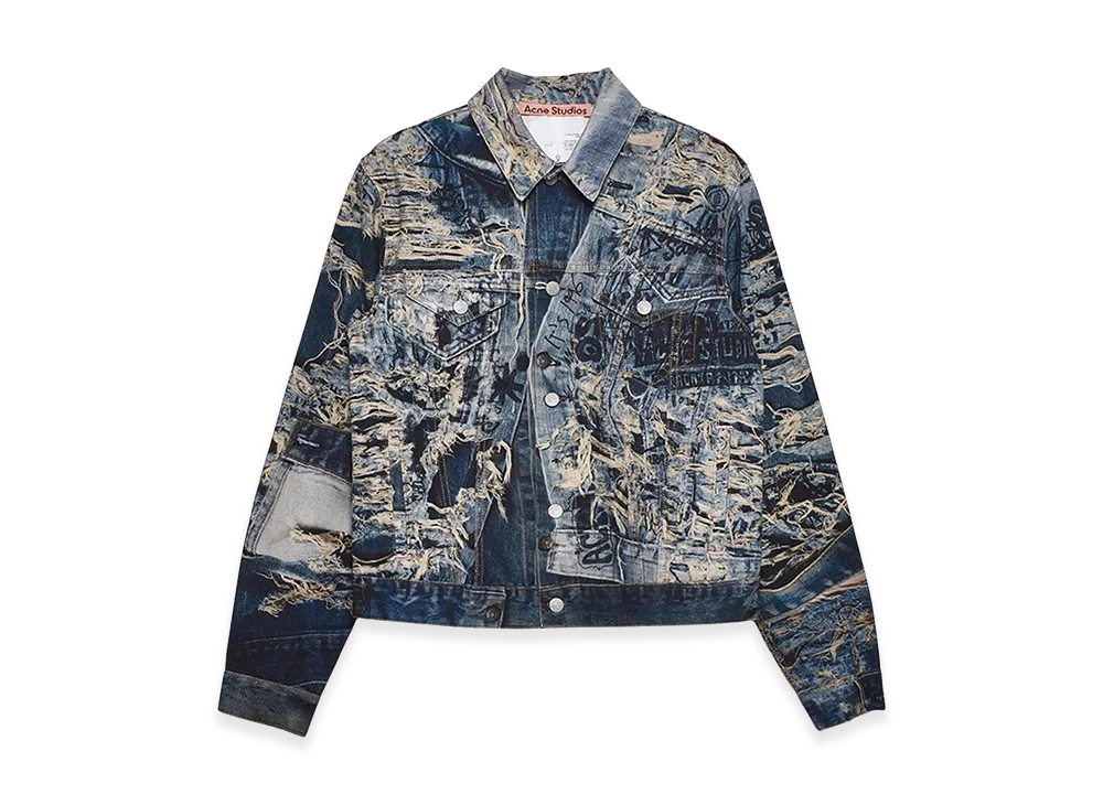 Acne Studios Design Allover Transfer Print Denim Jacket "Blue"