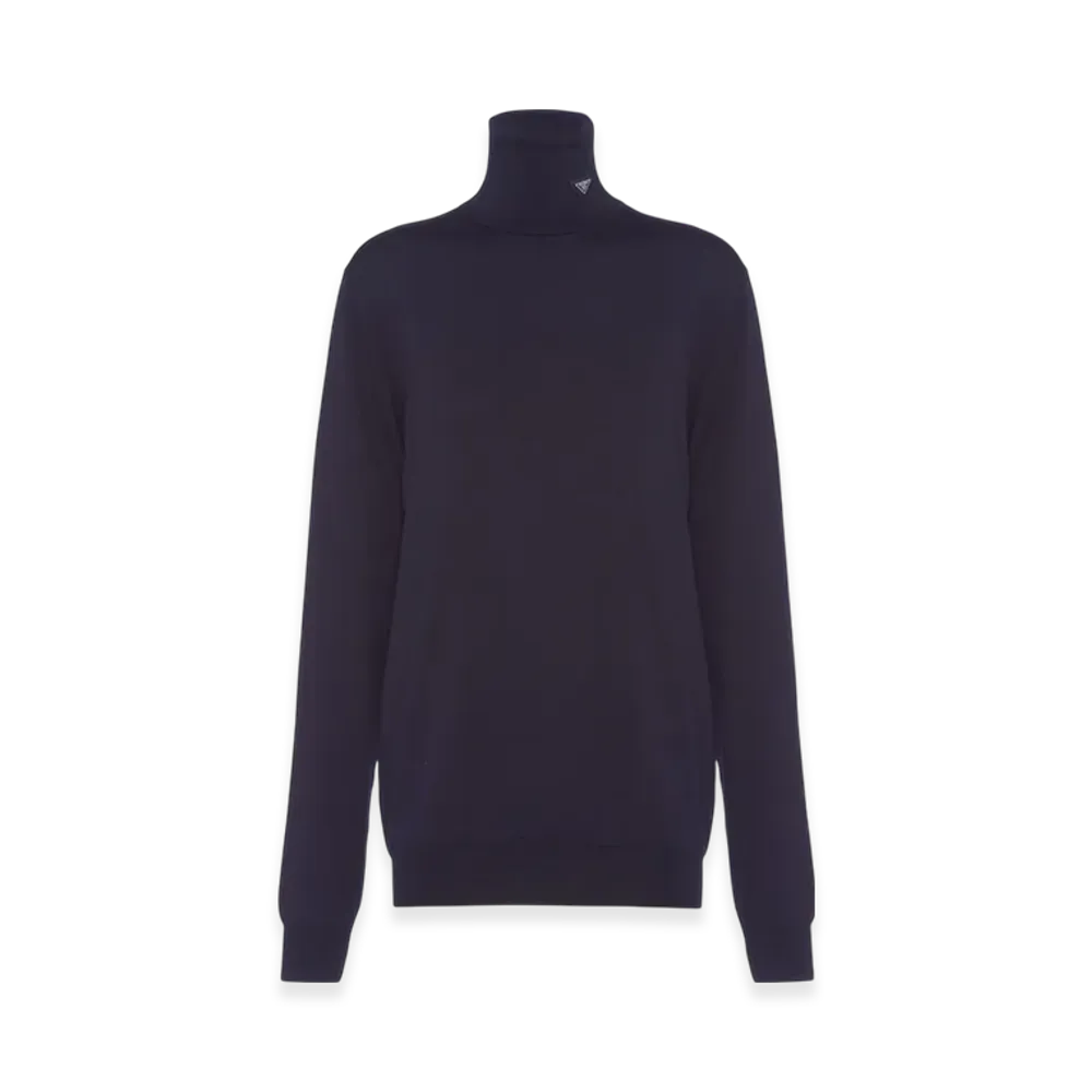 PRADA Women's Superfine Wool Turtleneck Sweater "Navy"