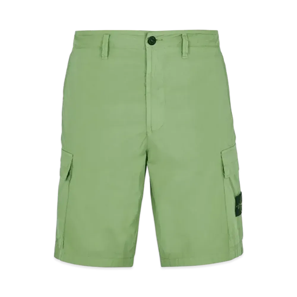 STONE ISLAND Stretch Cotton Bermuda Cargo Short "Light Green"
