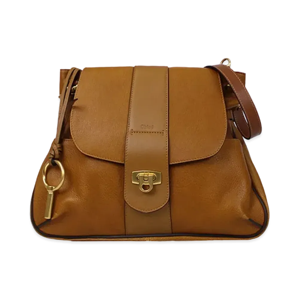 Chloe LEXA Leather Shoulder Bag "Brown"