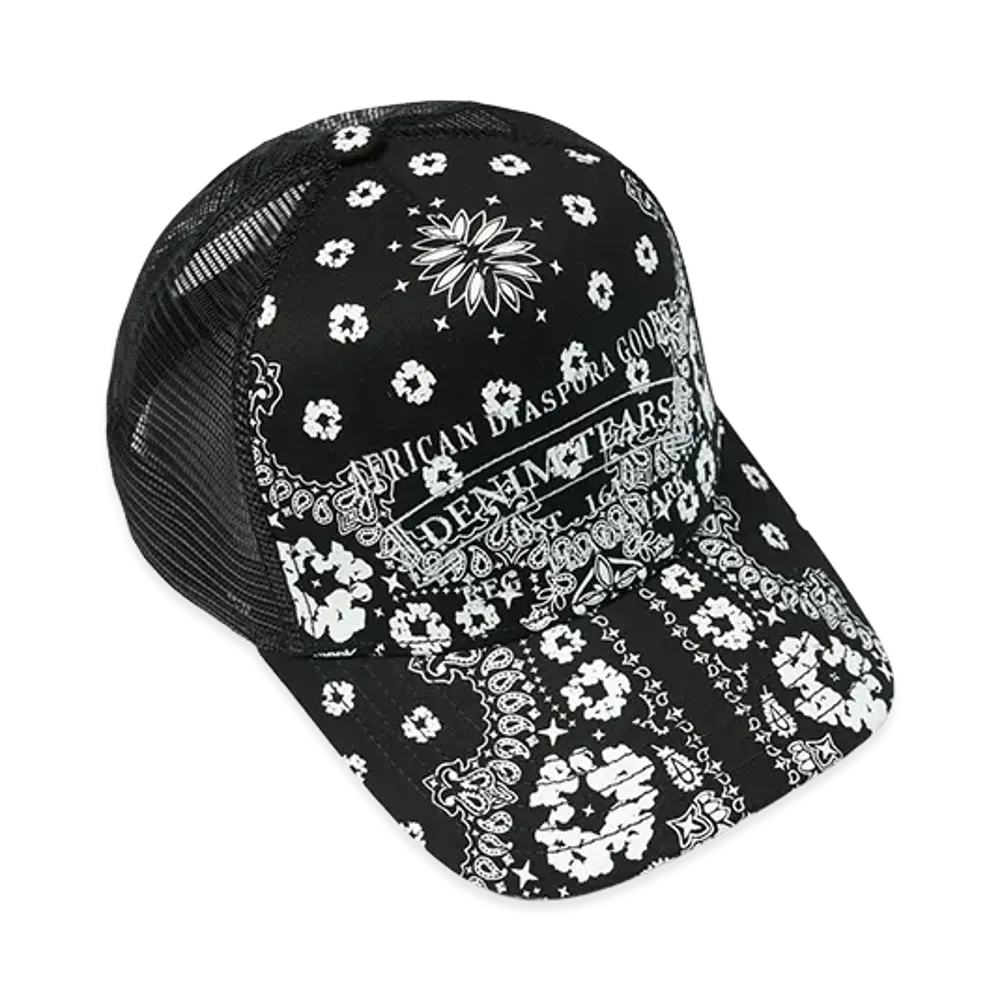 DENIM TEARS Cotton Wreath Paisley ADG Stamp Cap "Black"