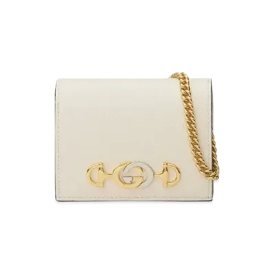 GUCCI Zumi Card Case Wallet "White Grainy"