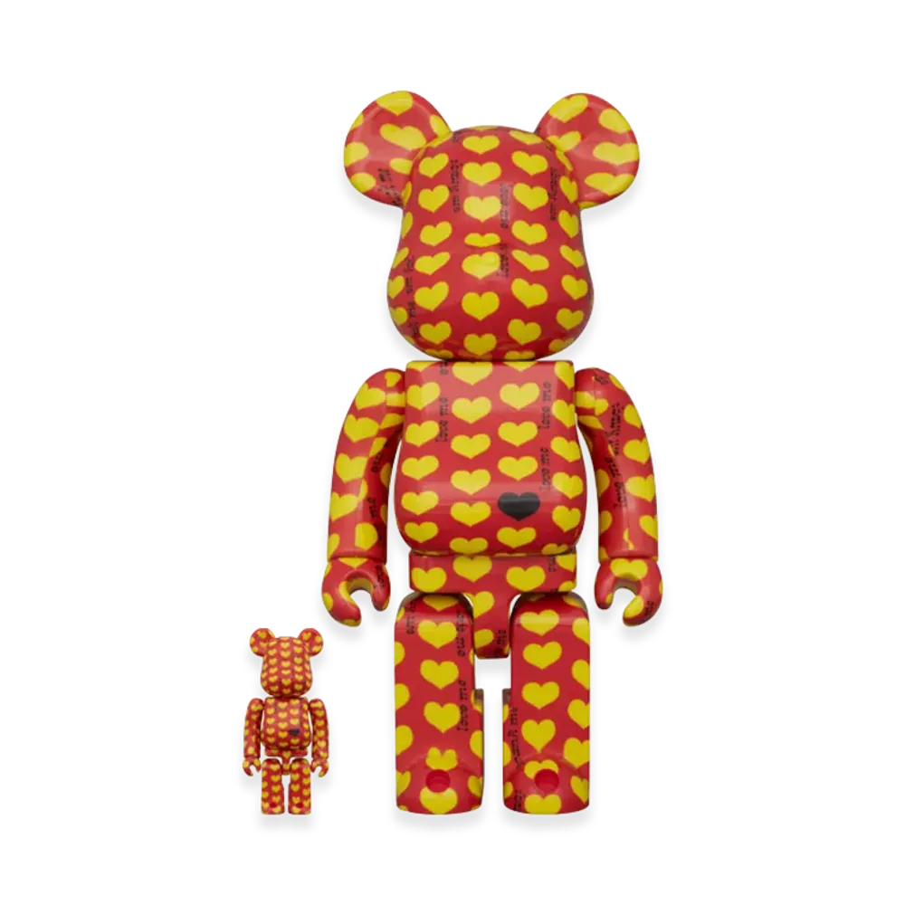 MEDICOM TOY "BEARBRICK" Yellow Heart Reverse Ver. 100% & 400%