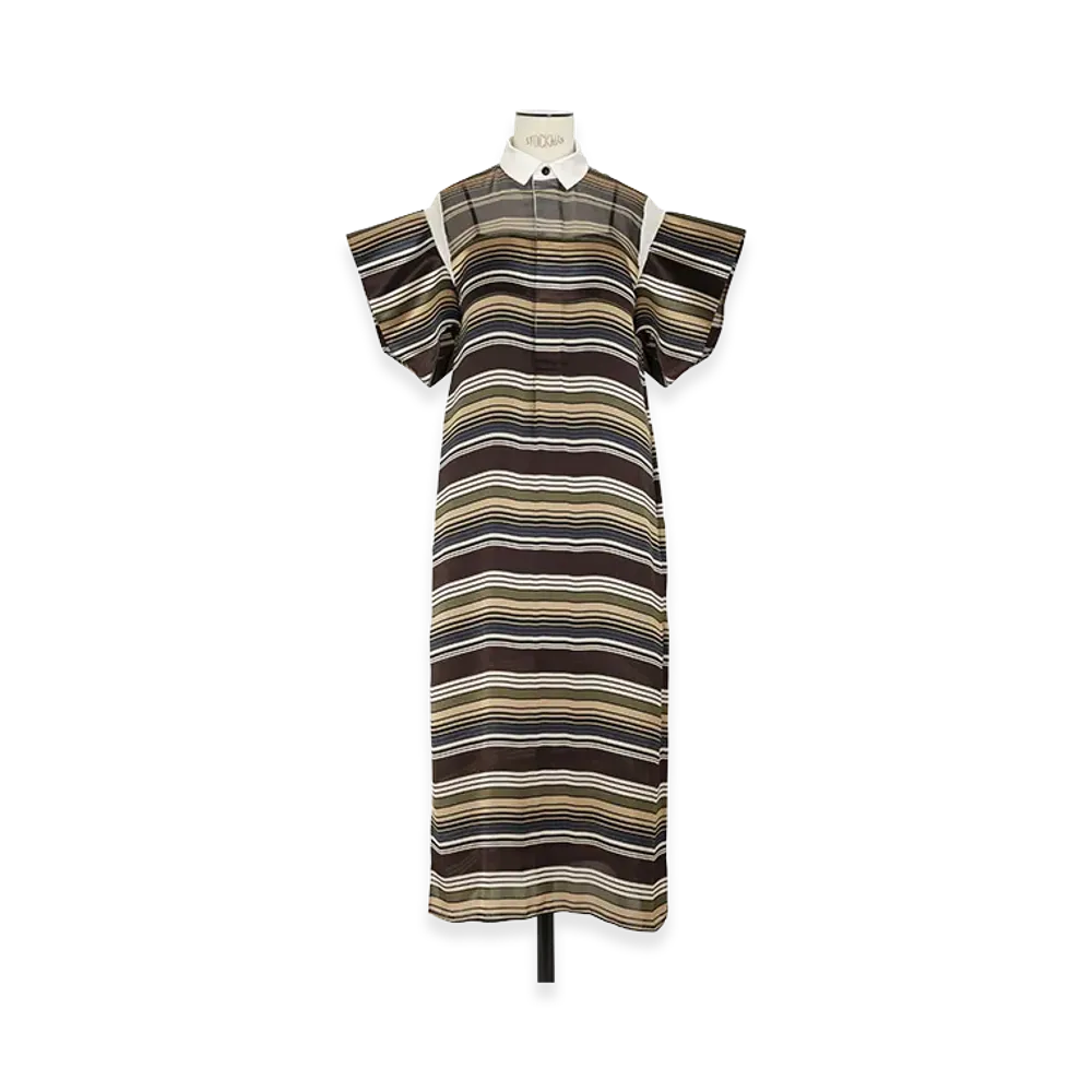 sacai Horizontal Stripe Dress "Brown/Beige"