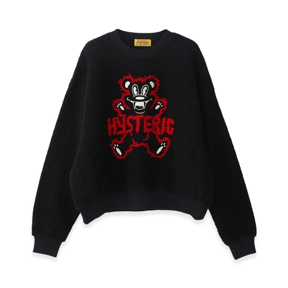 HYSTERIC GLAMOUR Fire Bear Embroidery Oversized Sweatshirt "Black"