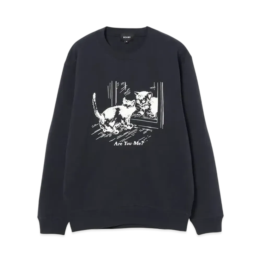 BEAMS Are You Me Crewneck Sweat "Navy"