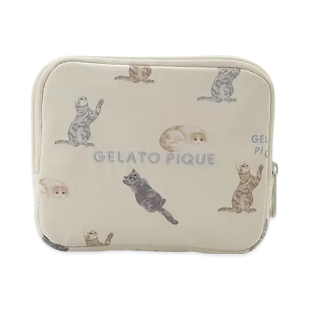 GELATO PIQUE Cat All Pattern Tissue Pouch "Off White"