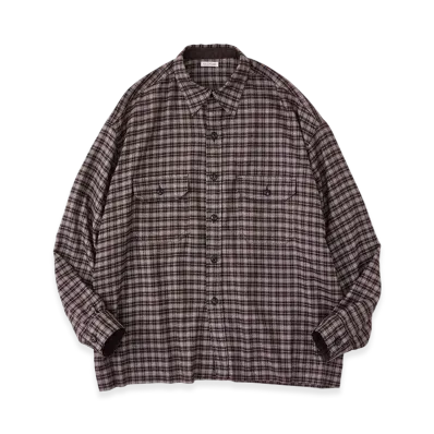 NICENESS Vedder Silk Flannel Hunting Shirt "Brown"