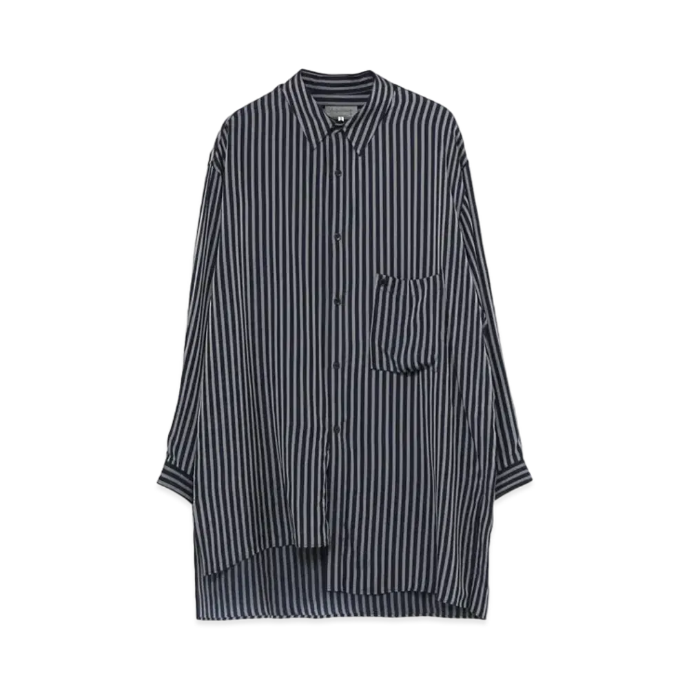 Yohji Yamamoto Pour Homme CUPRO BORDER POCKET DESIGN BLOUSE "Navy"