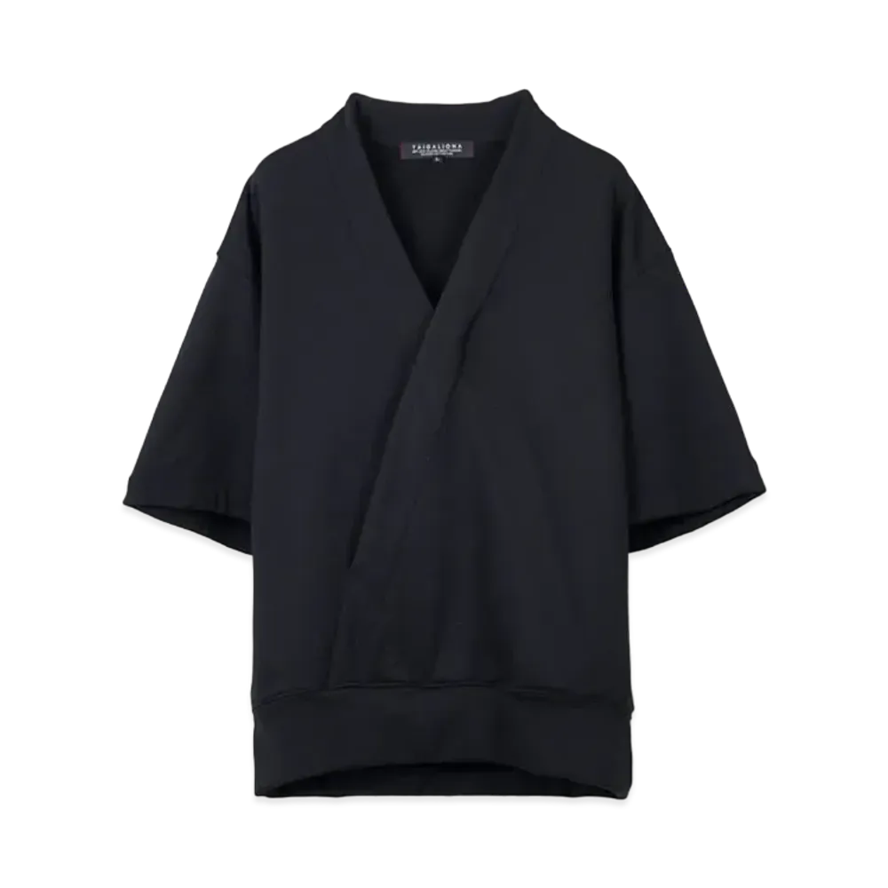 TAIGALIONA KIMONO COLLAR SWEAT SHIRT "BLACK"
