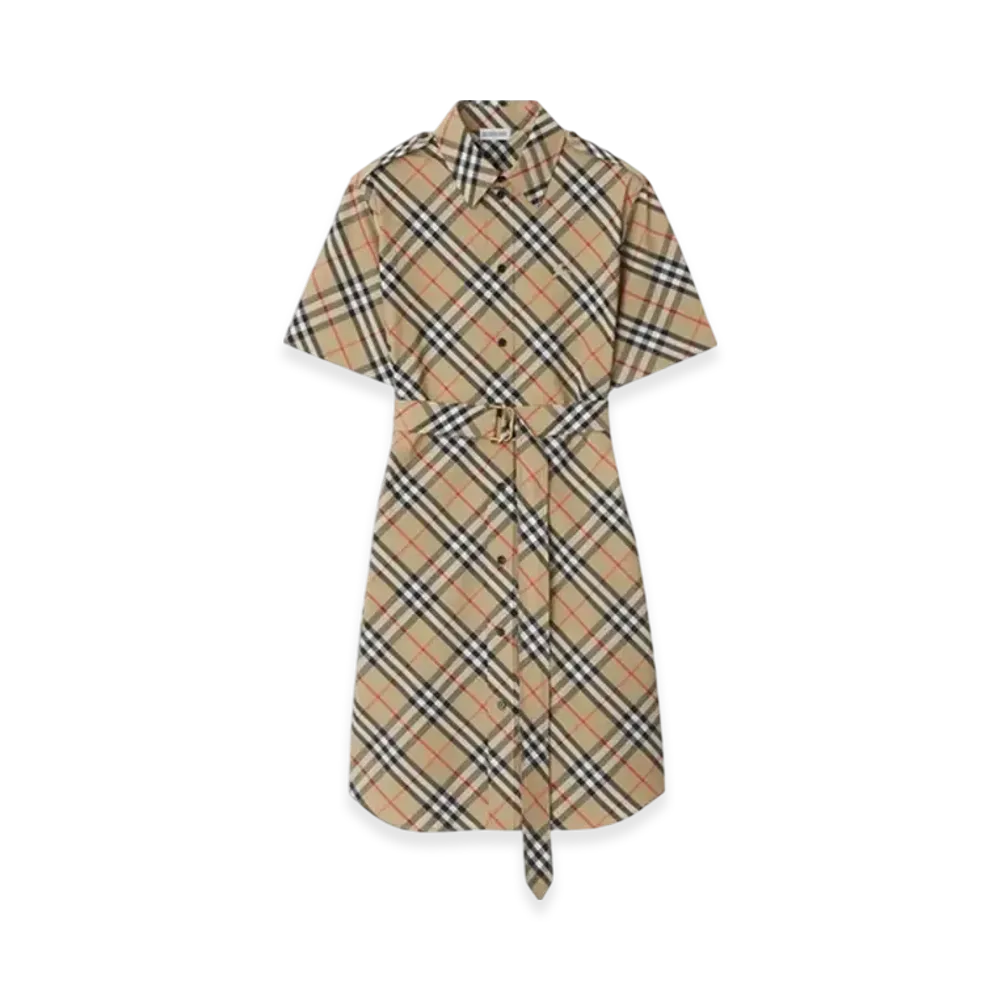 Burberry Check Cotton Shirt Dress "Sand"
