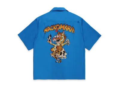 WACKO MARIA x Tim Lehi 50's Open Collar Shirt "Blue"