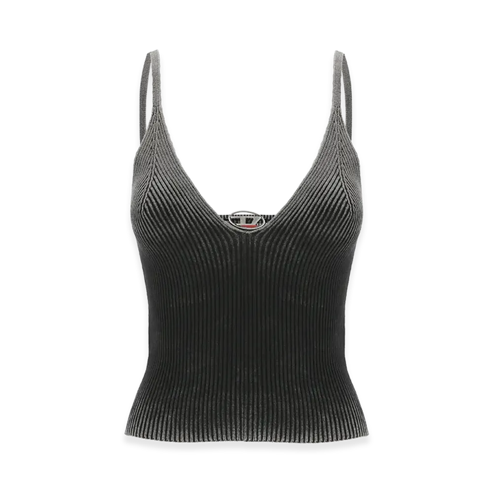 Diesel Women's Top In Organic Ribbed Yarn "Black"