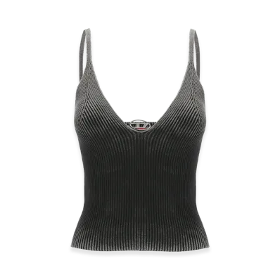 Diesel Women's Top In Organic Ribbed Yarn "Black"