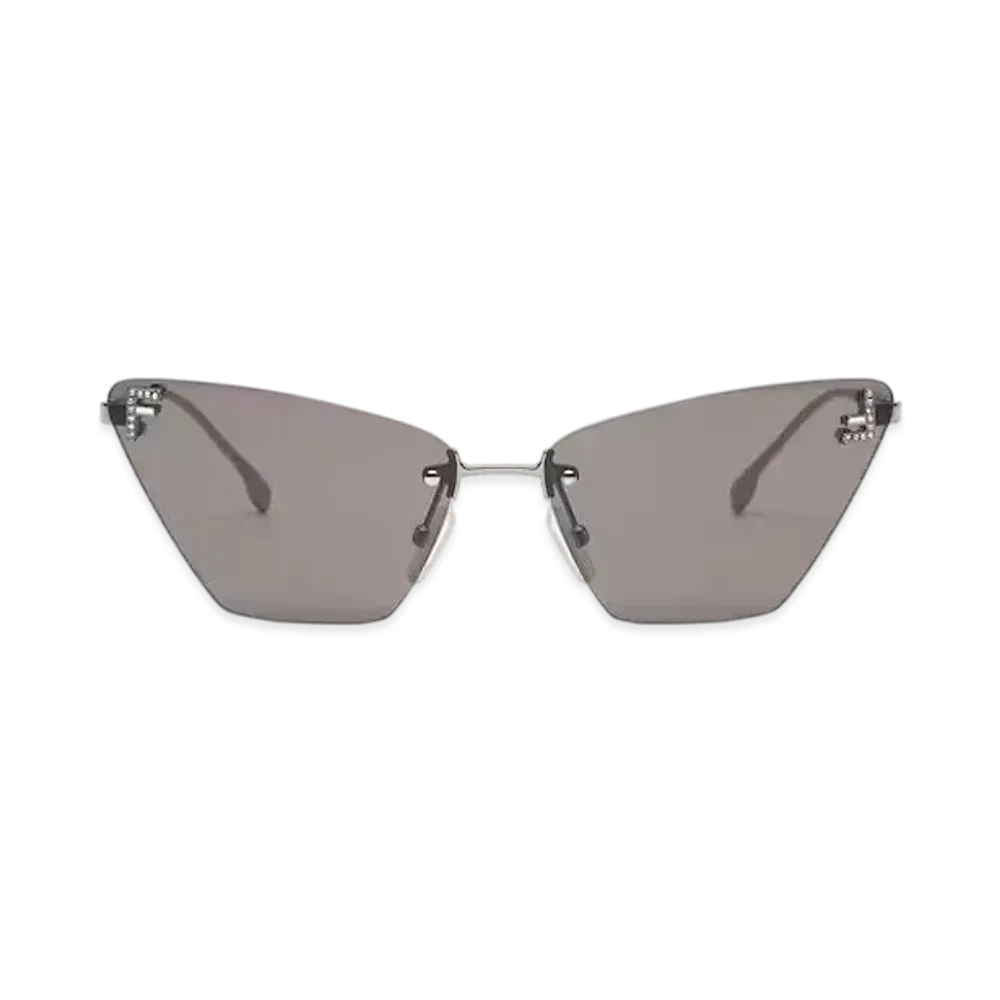 FENDI First Crystal Ruthenium-Colored Sunglasses "Gray"