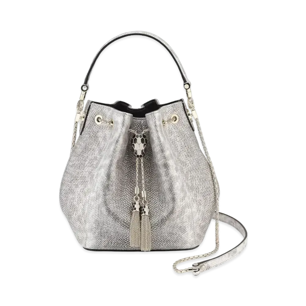 BVLGARI Serpenti Forever Bucket Bag "White"