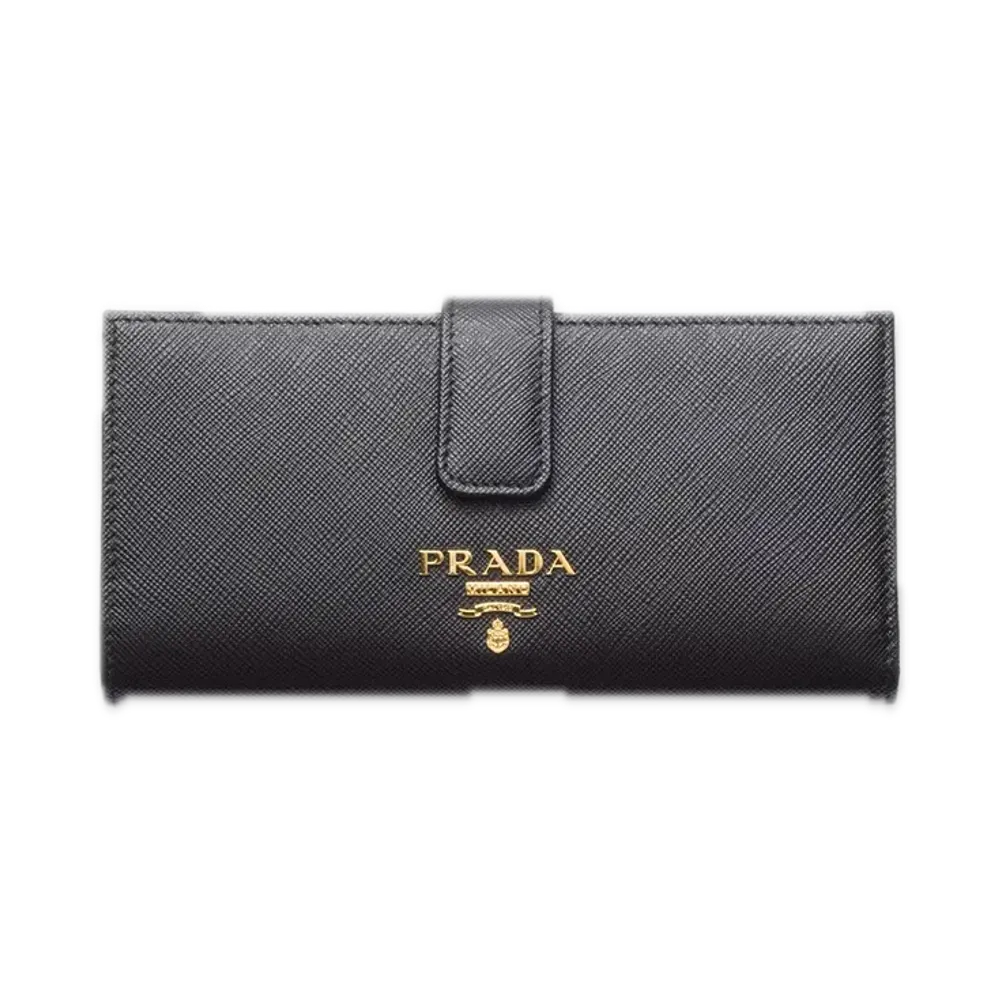 PRADA Saffiano Multicolor Wallet "Black/Pale Pink"