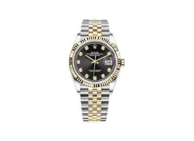 ROLEX Date-Just 36 Black Dial 10P Diamonds 126233G