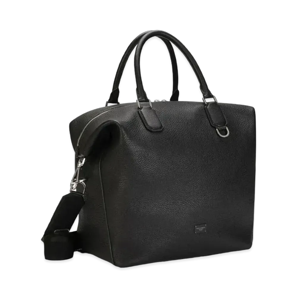 Dolce&Gabbana Palermo Shopping Bag Hanmard Calfskin Logo Plate "Black"