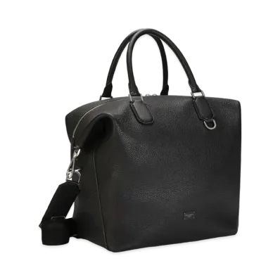 Dolce&Gabbana Palermo Shopping Bag Hanmard Calfskin Logo Plate "Black"