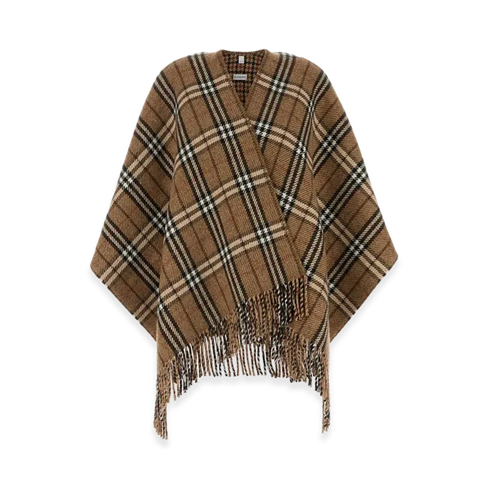 Burberry Women's Embroidered Cashmere Blend Reversible Cape "Sand"
