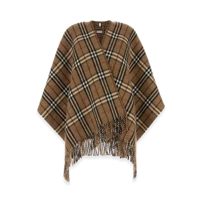 Burberry Women's Embroidered Cashmere Blend Reversible Cape "Sand"