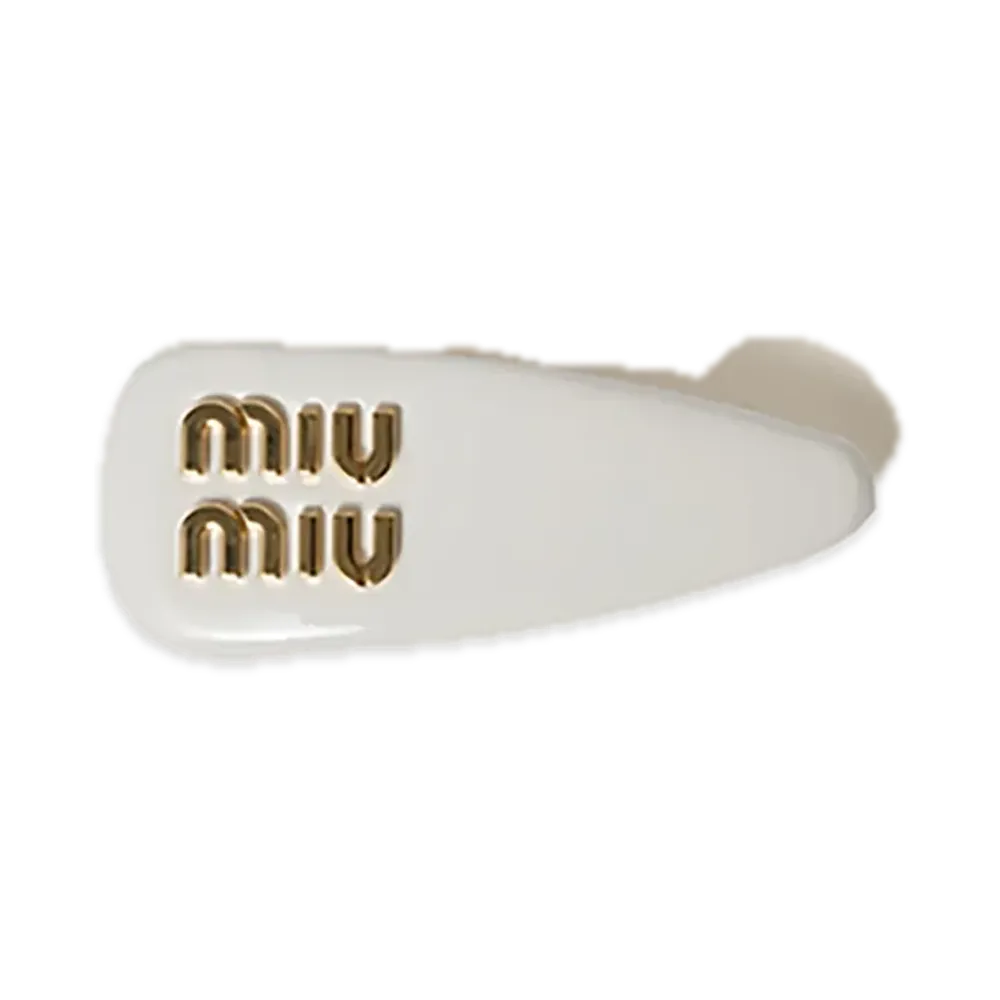 MIU MIU Patent Leather Hair Clip "White"