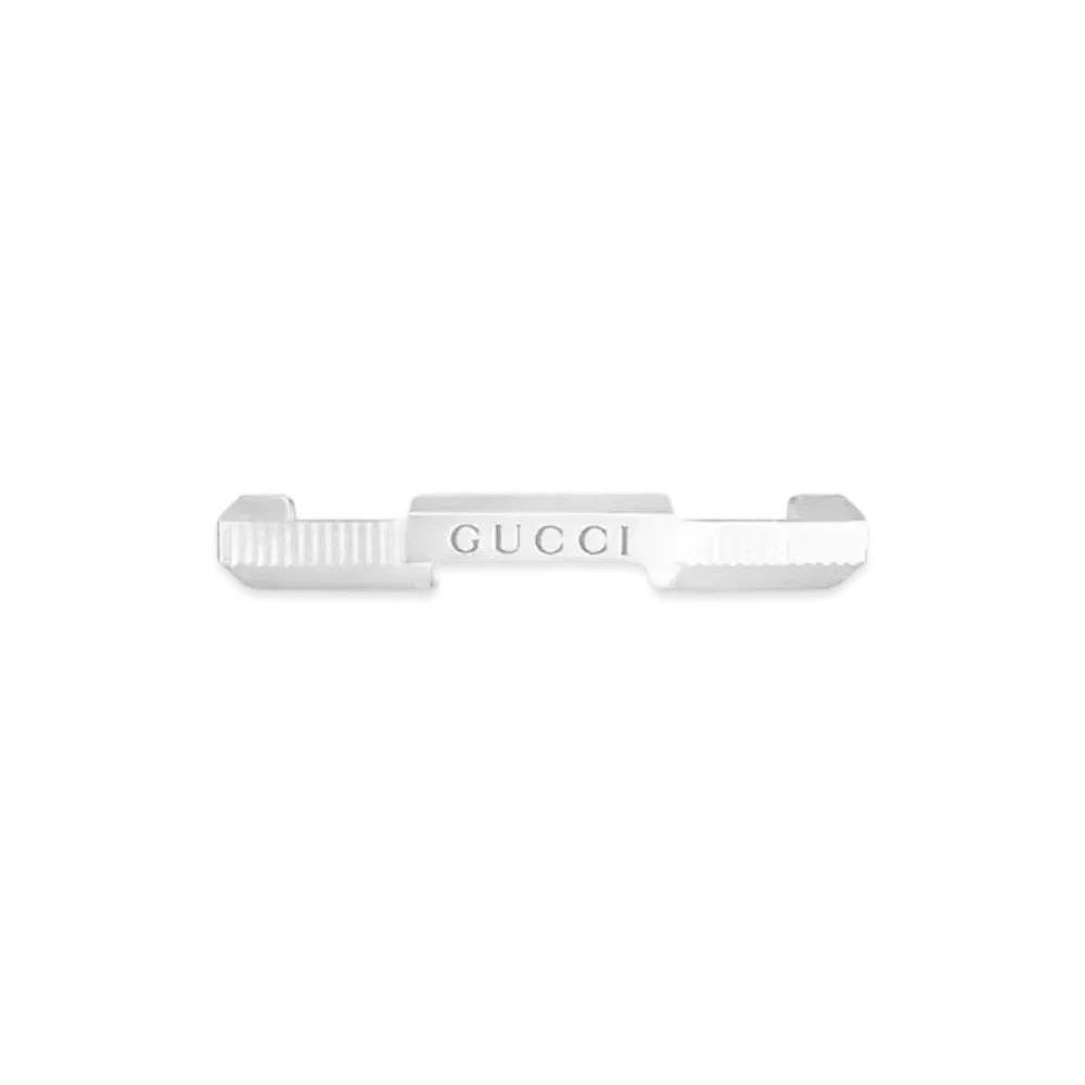 GUCCI Link To Love Striped Ring "Silver"