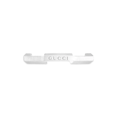 GUCCI Link To Love Striped Ring "Silver"