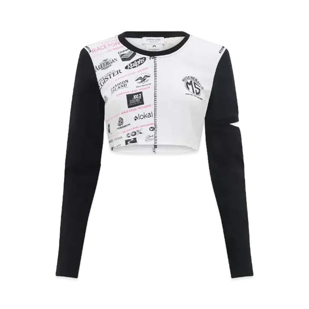 Marine Serre Regenerated Graphic T-Shirts Cropped T-Shirts "White #4"