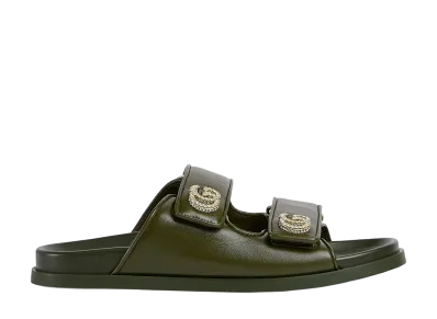 GUCCI Women's Leather Slippers "Olive Green"