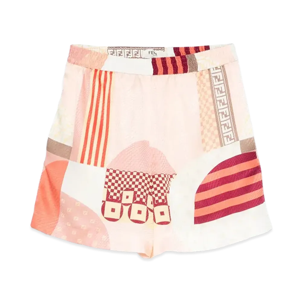 FENDI Women's Patchwork Silk Shorts "Multicolor"