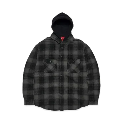 Supreme Hooded Flannel Zip Up Shirt "Black"