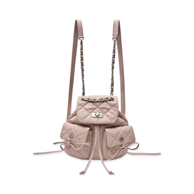 Matin Kim Double Pocket Quilting Mini Backpack "Pink"
