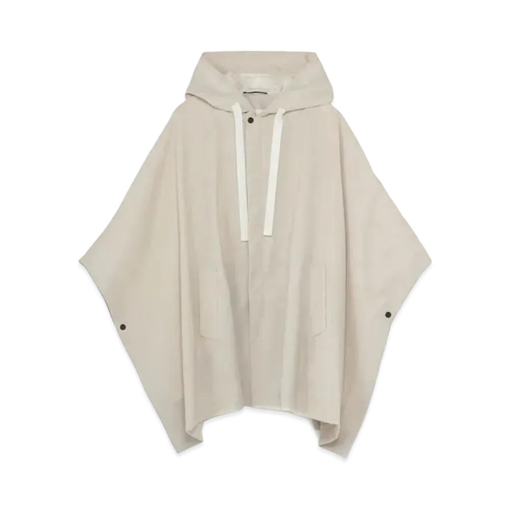 Yohji Yamamoto Y's TRIPLE TWIST WOOL TROPICAL HOODED PONCHO "White"